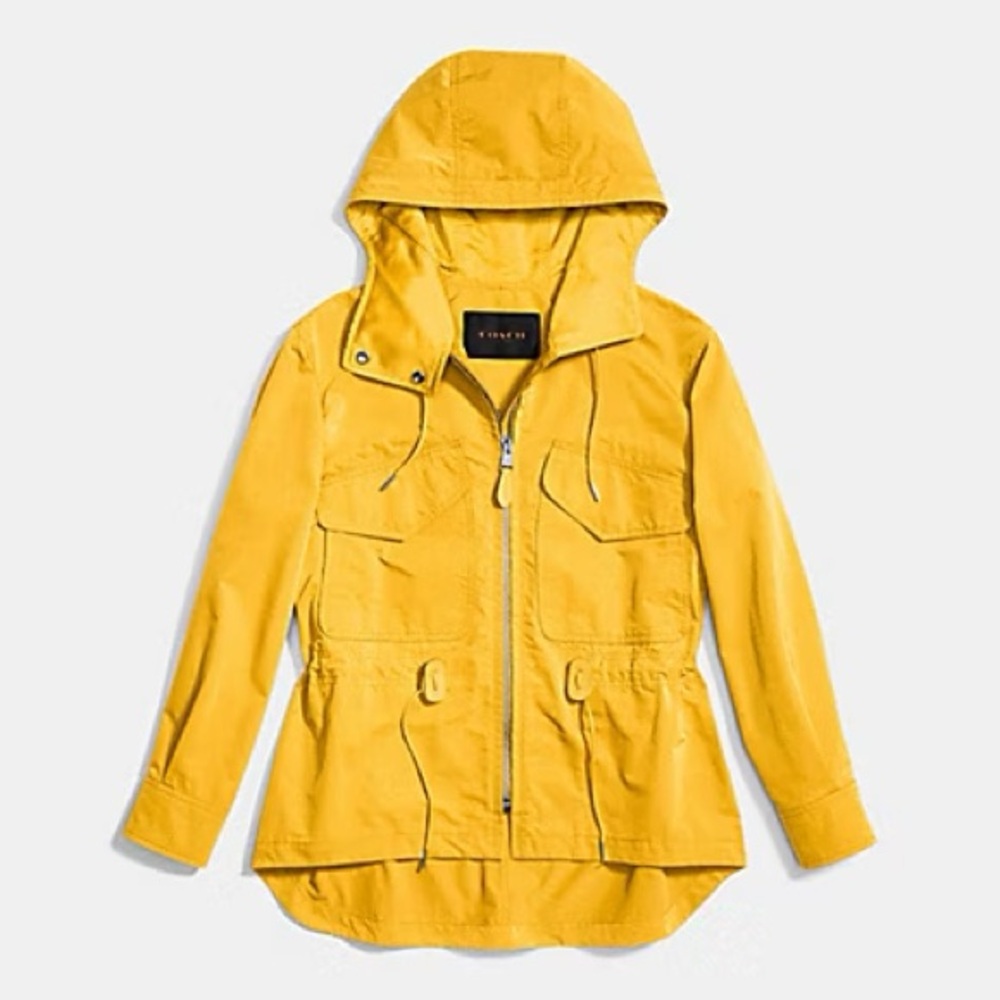 Coach Windbreaker Raincoat Yellow Jacket Cinched Waist F86465 - Medium - Picture 7 of 13